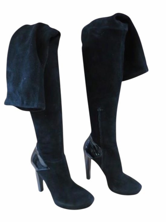 Gucci Shoes - Black Gucci Suede Thigh High High-Heel Boots